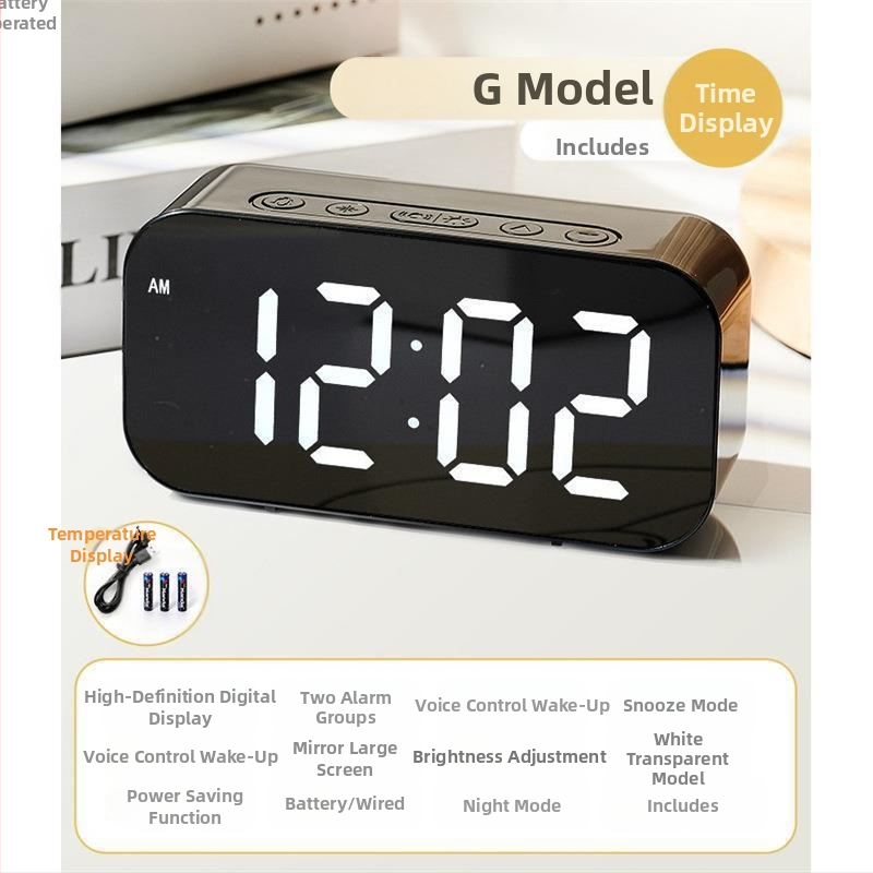 Ceas deșteptător cu oglindă, afișaj orar, studenții folosesc pendulul pentru birou, inteligent, 2024, electronic, digital, nou