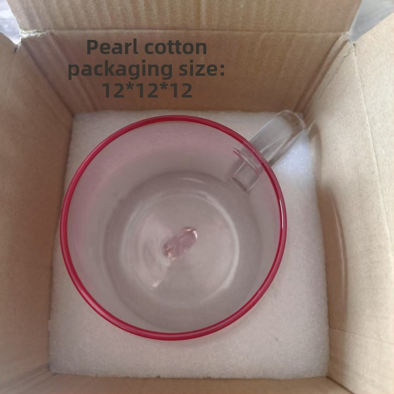 Tiesioginis gamyklinis trimatis širdies formos stiklo gradientinis vieno sluoksnio stiklas su pora puodelių sulčių pieno puodeliu