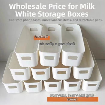 Háztartási egyszerű tejfehér tárolódoboz Többfunkciós fiókos tárolódoboz Asztali rendszerező vegyes tárgyak téglalap alakú tárolódoboz