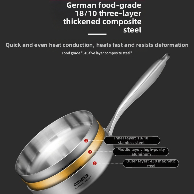Малък тиган от неръждаема стомана 18-10, красив тиган за омлет, индукционна печка, газов котлон, може да се използва с торбичка за пържене в тиган