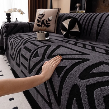 Плюшена кърпа за диван с права линия за есен и зима, цяла, с пълно покритие, 2024, нова, лека, луксозна, висок клас, дебела покривка