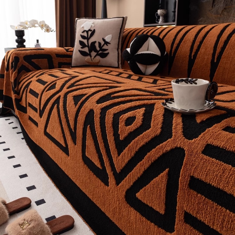 Плюшена кърпа за диван с права линия за есен и зима, цяла, с пълно покритие, 2024, нова, лека, луксозна, висок клас, дебела покривка