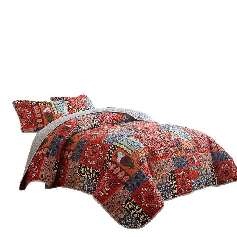 Trijų dalių lovos užtiesalų komplektas, skirtas tarpvalstybinei užsienio prekybai, viengulė plona lovatiesė, skaitmeniniu būdu spausdintas vientisas lovos užtiesalas