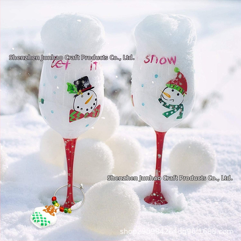 Готов коледен пръстен за вино от производителя, комплект пръстени за вино от PVC меко лепило, коледен идентификатор за вино, парти декорация