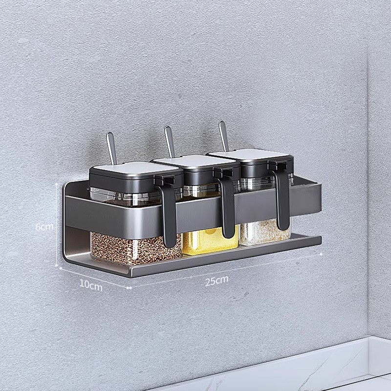 Ράφι αποθήκευσης κουτιού καρυκευμάτων κουζίνας, μη διάτρητο τοίχου, πολυλειτουργικό βάζο καρυκευμάτων, μπουκάλι, συνδυασμός καρυκευμάτων, ράφι αποθήκευσης