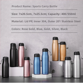 Διασυνοριακό αμερικανικού τύπου θερμός από ανοξείδωτο ατσάλι με μικρό στόμιο, φλιτζάνι sling, παγωμένο κύπελλο ιππότη για υπαίθριες αθλητικές δραστηριότητες, διαφημιστικό κύπελλο δώρου