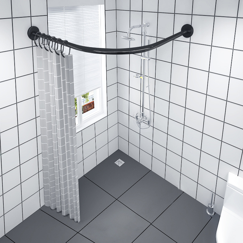 Комплект извити душ корнизи за баня Shangtao, телескопични, безпроблемни, от неръждаема стомана 304, ветрилообразни, за вана