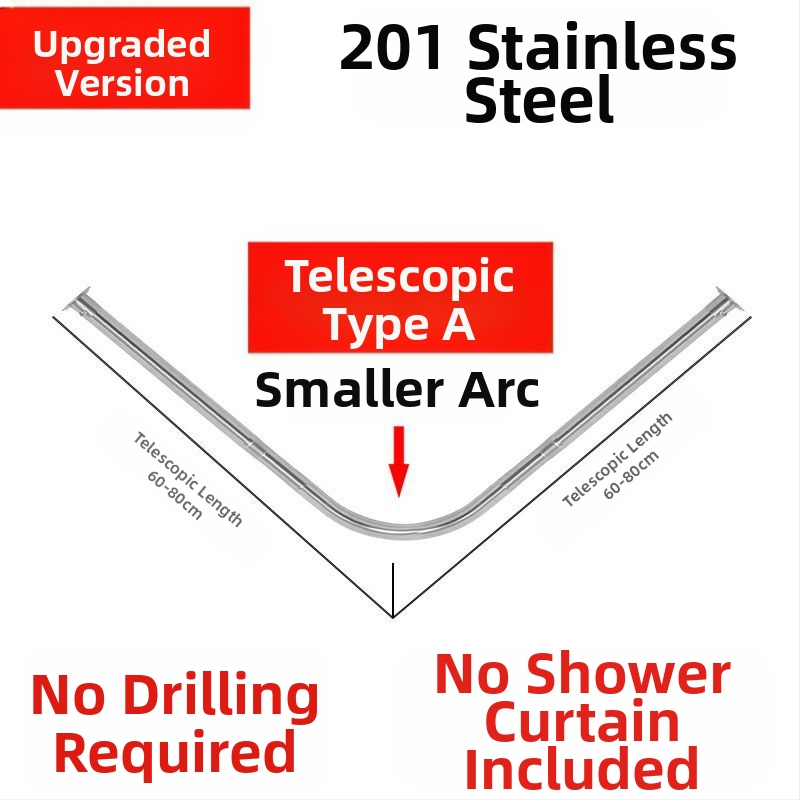 Комплект извити душ корнизи за баня Shangtao, телескопични, безпроблемни, от неръждаема стомана 304, ветрилообразни, за вана