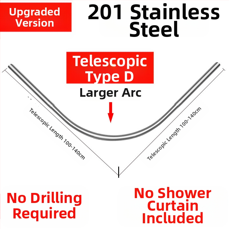 Комплект извити душ корнизи за баня Shangtao, телескопични, безпроблемни, от неръждаема стомана 304, ветрилообразни, за вана