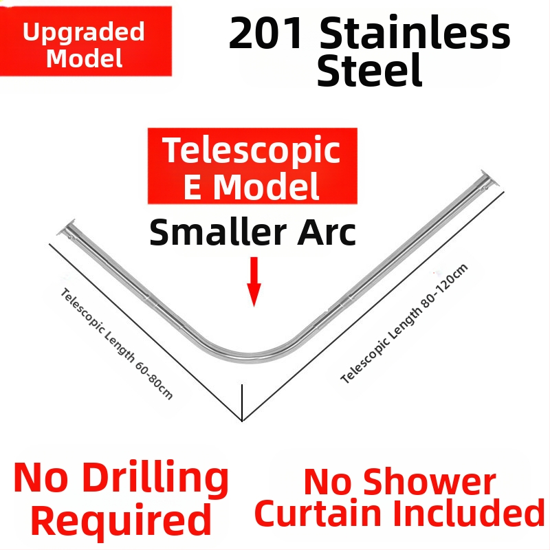 Комплект извити душ корнизи за баня Shangtao, телескопични, безпроблемни, от неръждаема стомана 304, ветрилообразни, за вана