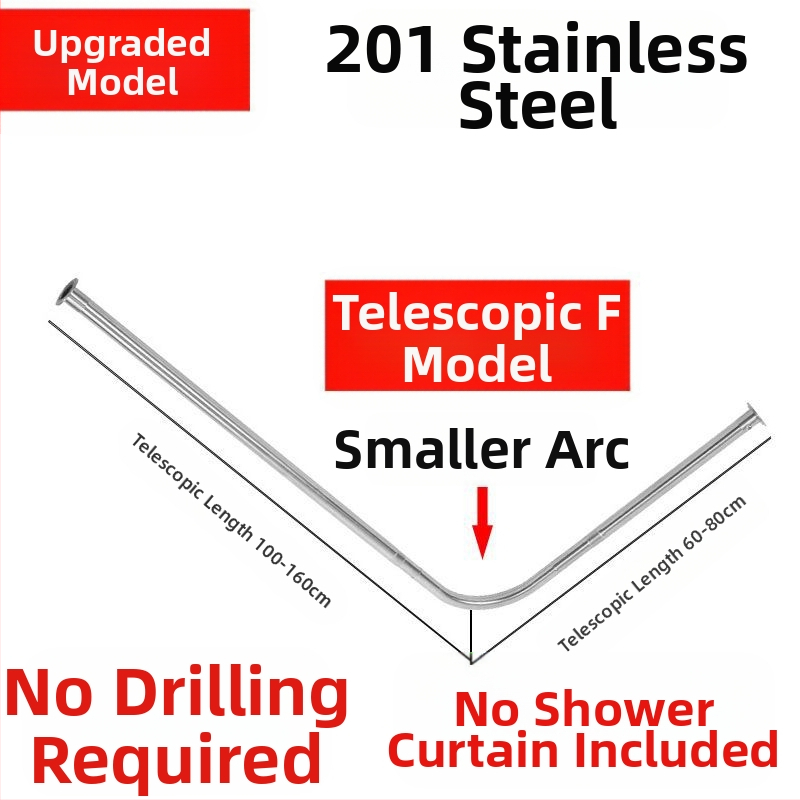 Комплект извити душ корнизи за баня Shangtao, телескопични, безпроблемни, от неръждаема стомана 304, ветрилообразни, за вана