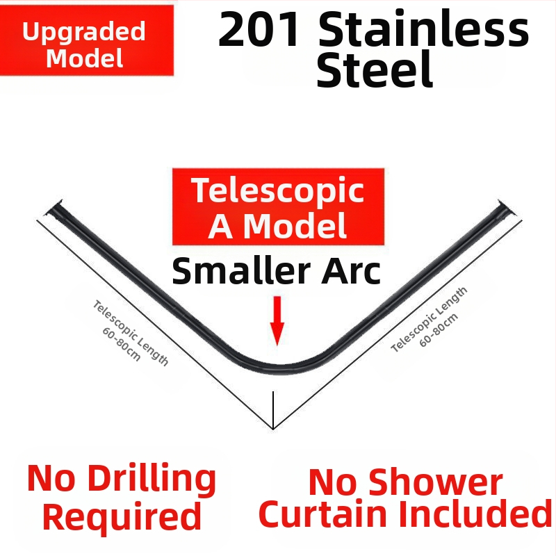 Комплект извити душ корнизи за баня Shangtao, телескопични, безпроблемни, от неръждаема стомана 304, ветрилообразни, за вана