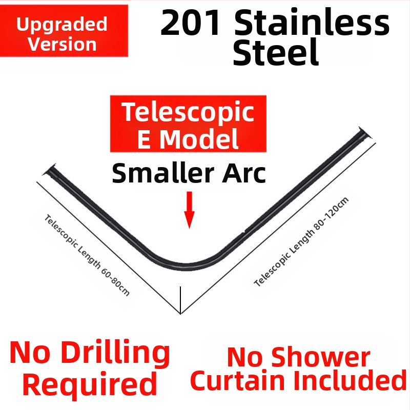 Комплект извити душ корнизи за баня Shangtao, телескопични, безпроблемни, от неръждаема стомана 304, ветрилообразни, за вана