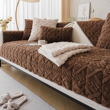 2024 Памучна комфортна възглавница за диван, удебелен памучен кадифе, противоплъзгащ калъф за диван за есен и зима, кърпа за диван с пълно покритие, модерен стил