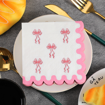 Тематично парти с розова панделка за рожден ден, салфетка за еднократна употреба с декоративни материали