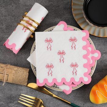 Тематично парти с розова панделка за рожден ден, салфетка за еднократна употреба с декоративни материали