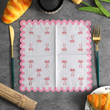 Тематично парти с розова панделка за рожден ден, салфетка за еднократна употреба с декоративни материали