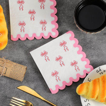 Тематично парти с розова панделка за рожден ден, салфетка за еднократна употреба с декоративни материали