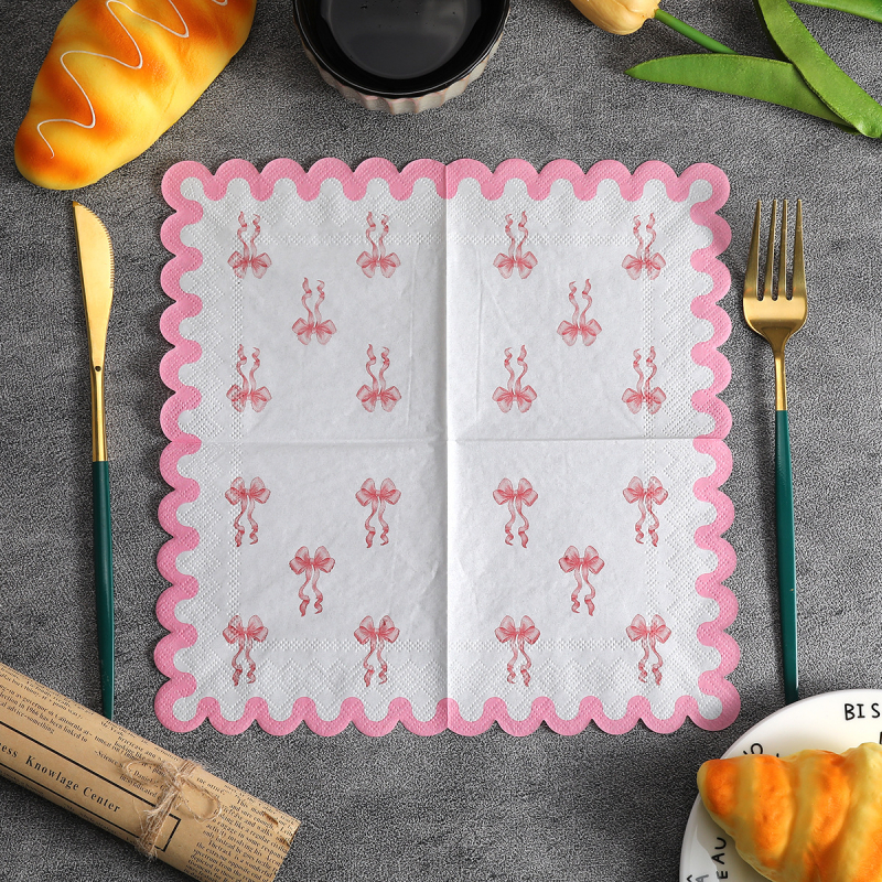 Тематично парти с розова панделка за рожден ден, салфетка за еднократна употреба с декоративни материали