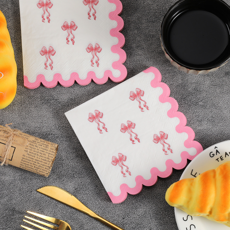 Тематично парти с розова панделка за рожден ден, салфетка за еднократна употреба с декоративни материали