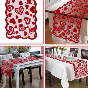 Pakkumise sõbrapäeva lauajooksja pitsist kootud lauakaunistus sõbrapäeva armastuskaunistuseks riidest laudlina peotarbed