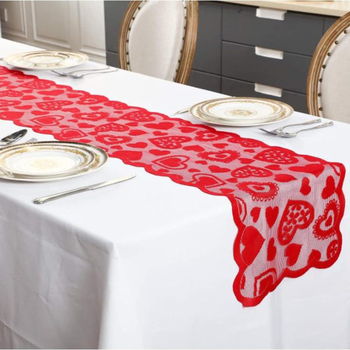 Pakkumise sõbrapäeva lauajooksja pitsist kootud lauakaunistus sõbrapäeva armastuskaunistuseks riidest laudlina peotarbed