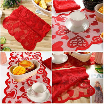 Pakkumise sõbrapäeva lauajooksja pitsist kootud lauakaunistus sõbrapäeva armastuskaunistuseks riidest laudlina peotarbed