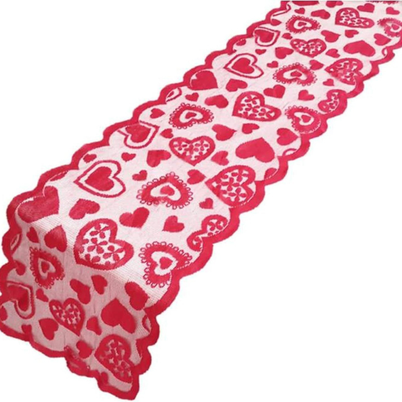 Pakkumise sõbrapäeva lauajooksja pitsist kootud lauakaunistus sõbrapäeva armastuskaunistuseks riidest laudlina peotarbed