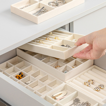 Határokon átnyúló fiókos flanel tálca ékszerdoboz kis méretű ékszer fülbevalók fülbevalók gyűrű fülbevalók nyaklánc tárolódoboz