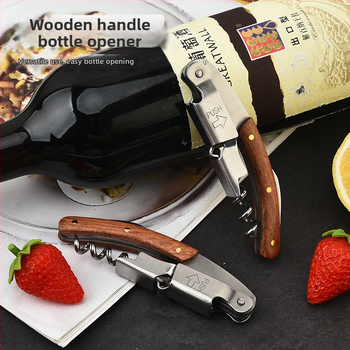 Πολυλειτουργικό ανοιχτήρι κρασιών από ανοξείδωτο ατσάλι, ανοιχτήρι μπουκαλιών ιππόκαμπου, ανοιχτήρι μπουκαλιών κόκκινου κρασιού και ποτού, ανοιχτήρι μπουκαλιών κρασιού με λαβή από τριανταφυλλιά