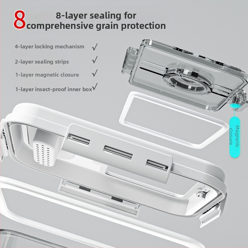 Контейнер за ориз Jiabanshou за домашна употреба, запечатан контейнер за ориз, устойчив на насекоми и влага, специална кутия за съхранение, вграден буркан за съхранение на брашно и юфка