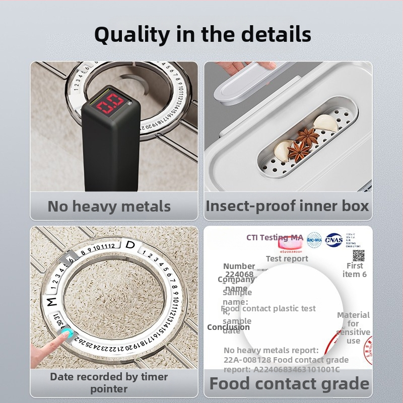 Контейнер за ориз Jiabanshou за домашна употреба, запечатан контейнер за ориз, устойчив на насекоми и влага, специална кутия за съхранение, вграден буркан за съхранение на брашно и юфка