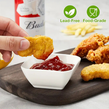 Keraminis indas, sojų padažo indas, padažo indas, prieskonių indas, kvadratinis prieskonių indas, buitinis virtuvės 3 colių užkandžių indas, baltas indas