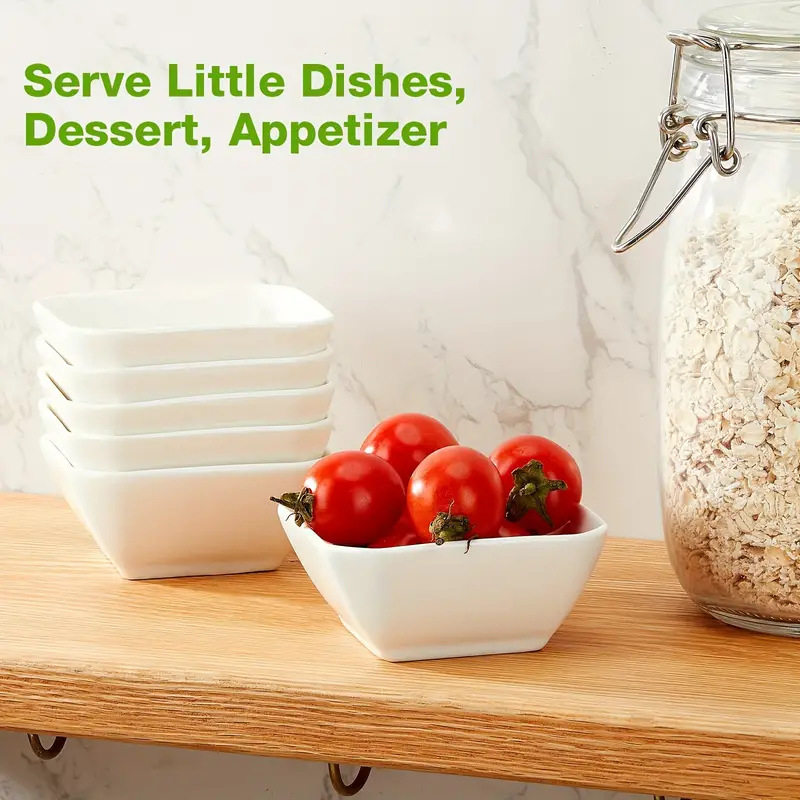 Keraminis indas, sojų padažo indas, padažo indas, prieskonių indas, kvadratinis prieskonių indas, buitinis virtuvės 3 colių užkandžių indas, baltas indas