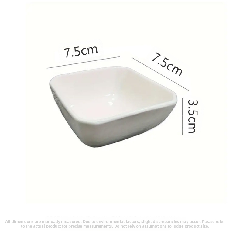 Keraminis indas, sojų padažo indas, padažo indas, prieskonių indas, kvadratinis prieskonių indas, buitinis virtuvės 3 colių užkandžių indas, baltas indas
