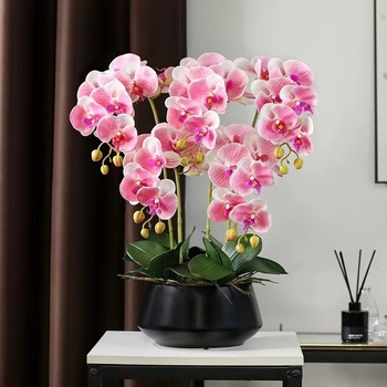 Луксозна имитация на реалистична пеперуда орхидея тактилна влагозапазваща флорална декорация пластмасова имитация реалистични изкуствени цветни стъбла ваза за цветя декорация хол орнамент