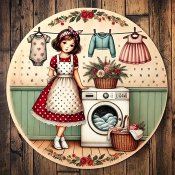 Vintage stílusú, fából készült, lányos mosóhorog - virágmintás és gyermekkori emlékdizájn, otthoni és ajtódekoráció