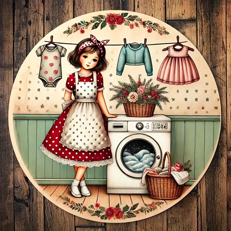 Vintāžas stila koka veļas sienas āķis meitenei - ziedu un bērnības atmiņu dizains, mājas un durvju dekors