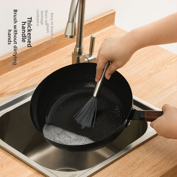 Nerūsējošā tērauda virtuves birste ar garu rokturi, pagarināta podu mazgāšanas podu dekontaminācijas tīrīšanas birste
