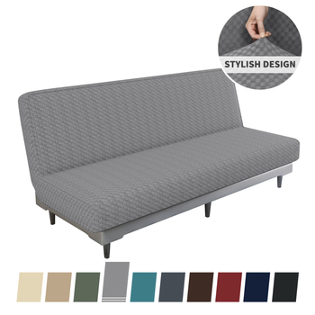 Tarpvalstybinis sustorintas be porankių, visiškai uždaras sofos lovos užvalkalas, elastingas sofos apsauginis užvalkalas, vientisos spalvos languotas sofos apsauginis užvalkalas