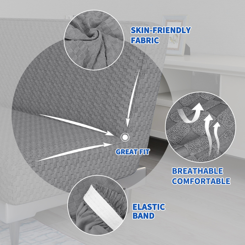 Tarpvalstybinis sustorintas be porankių, visiškai uždaras sofos lovos užvalkalas, elastingas sofos apsauginis užvalkalas, vientisos spalvos languotas sofos apsauginis užvalkalas