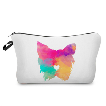 Naujas didmeninės prekybos spalvingas šunų moteriškas krepšys augintinių stiliaus madingas mielas pieštukų krepšys didelės talpos animacinių filmukų kosmetikos laikymo krepšys