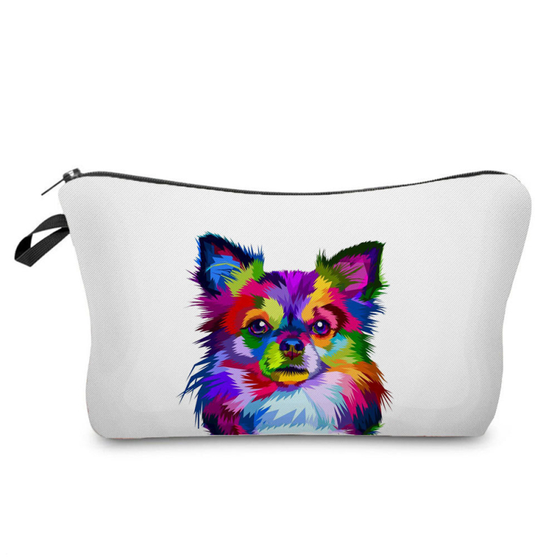 Naujas didmeninės prekybos spalvingas šunų moteriškas krepšys augintinių stiliaus madingas mielas pieštukų krepšys didelės talpos animacinių filmukų kosmetikos laikymo krepšys