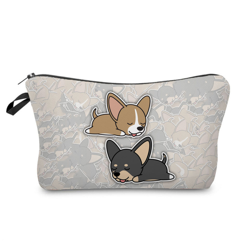 Naujas didmeninės prekybos spalvingas šunų moteriškas krepšys augintinių stiliaus madingas mielas pieštukų krepšys didelės talpos animacinių filmukų kosmetikos laikymo krepšys