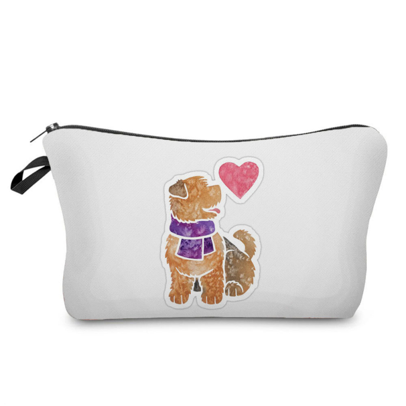 Naujas didmeninės prekybos spalvingas šunų moteriškas krepšys augintinių stiliaus madingas mielas pieštukų krepšys didelės talpos animacinių filmukų kosmetikos laikymo krepšys