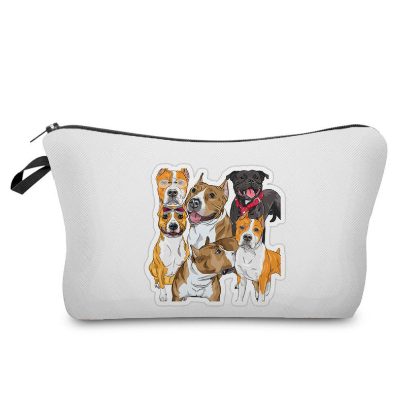 Naujas didmeninės prekybos spalvingas šunų moteriškas krepšys augintinių stiliaus madingas mielas pieštukų krepšys didelės talpos animacinių filmukų kosmetikos laikymo krepšys