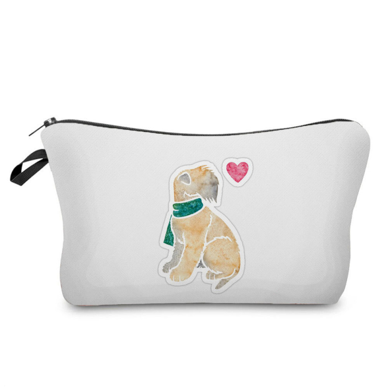 Naujas didmeninės prekybos spalvingas šunų moteriškas krepšys augintinių stiliaus madingas mielas pieštukų krepšys didelės talpos animacinių filmukų kosmetikos laikymo krepšys