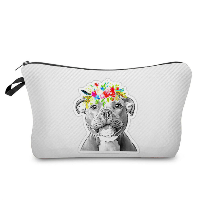 Naujas didmeninės prekybos spalvingas šunų moteriškas krepšys augintinių stiliaus madingas mielas pieštukų krepšys didelės talpos animacinių filmukų kosmetikos laikymo krepšys