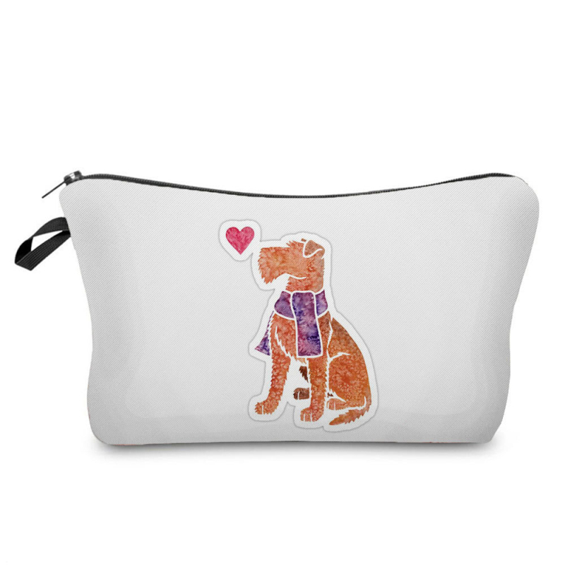 Naujas didmeninės prekybos spalvingas šunų moteriškas krepšys augintinių stiliaus madingas mielas pieštukų krepšys didelės talpos animacinių filmukų kosmetikos laikymo krepšys