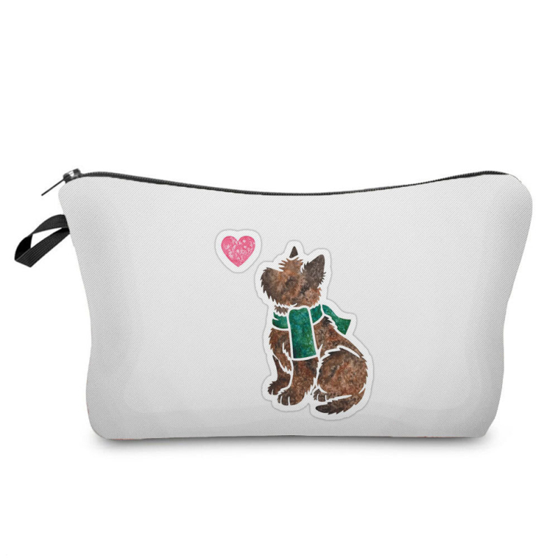 Naujas didmeninės prekybos spalvingas šunų moteriškas krepšys augintinių stiliaus madingas mielas pieštukų krepšys didelės talpos animacinių filmukų kosmetikos laikymo krepšys